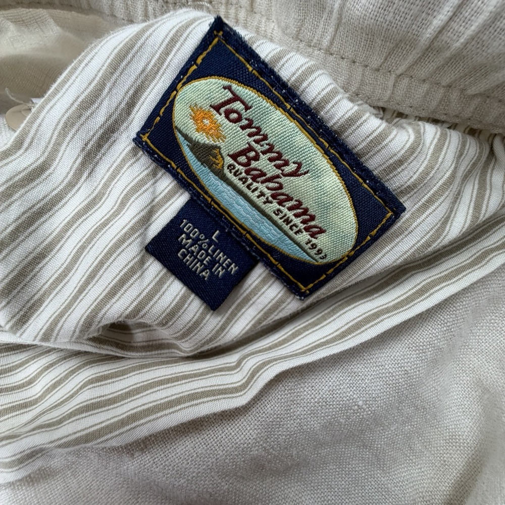 Tommy Bahama Relax 100% Linen Light Cream Beige Cargo Shorts Large - Picture 3 of 7